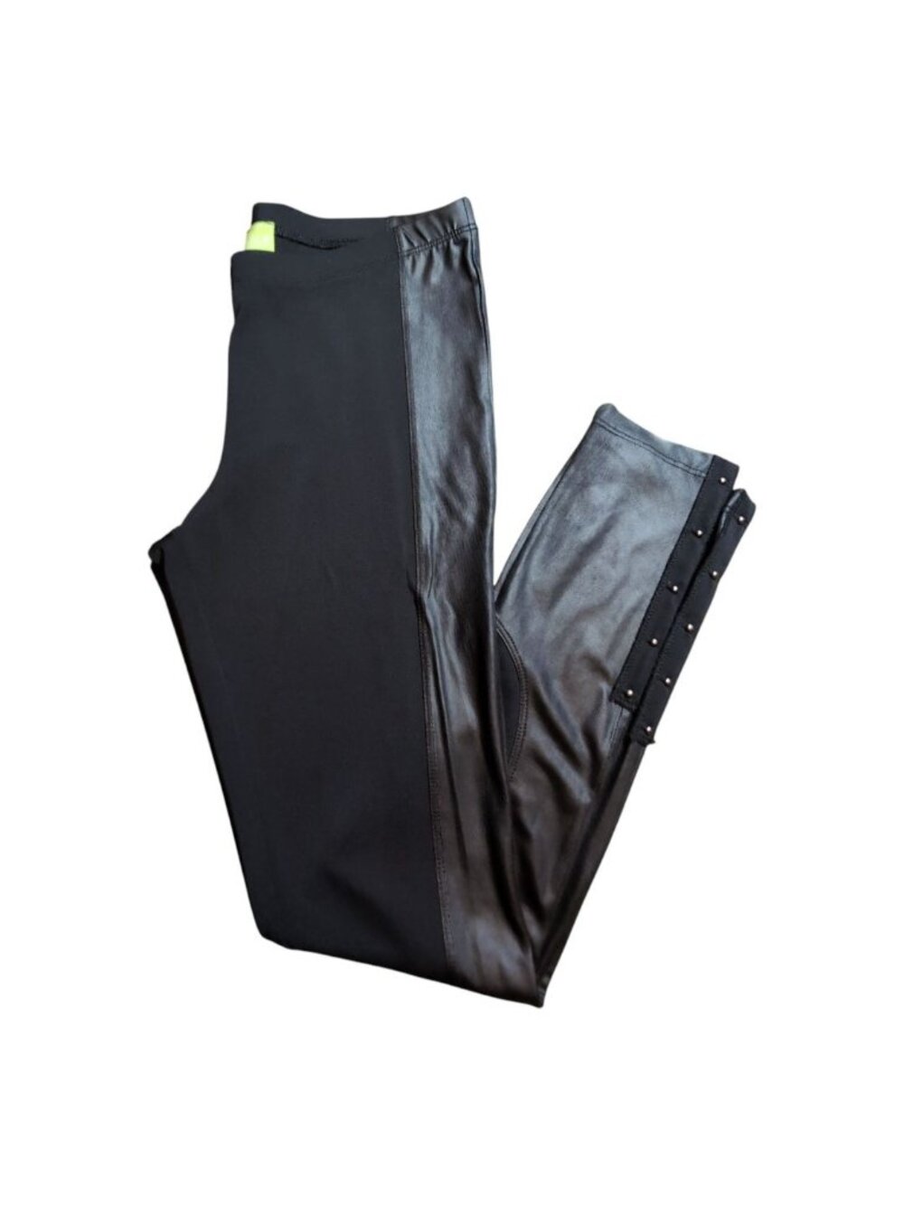 Adam Jacobs Studded Leggings Faux Leather Tuxedo Panel Black Moto Womens Small